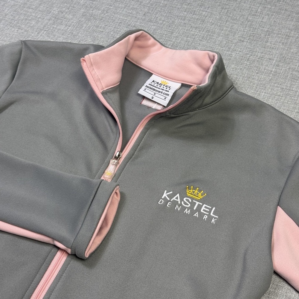 Kastel Denmark Track Jacket Womens S Gray Full Zip Pockets Stretch Slim